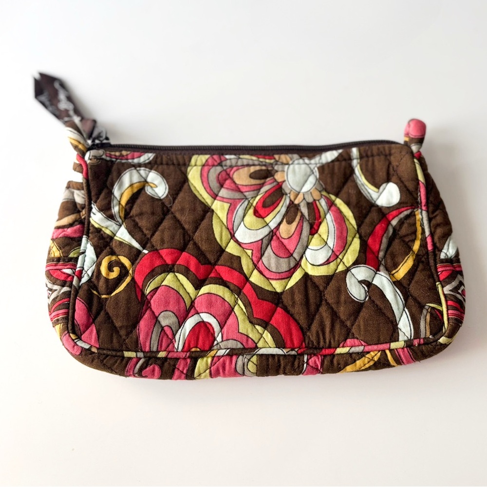 Vera Bradley Puccini Paisley Brown & Pink Floral Quilted Pouch‎